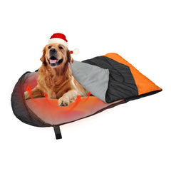 GeerDuo heating dog sleeping bag front view shows warmth-ready design for outdoor trips
