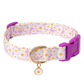 Gelwoo dog collar with buckle and light purple flower pattern, comfortable daily wear for dogs