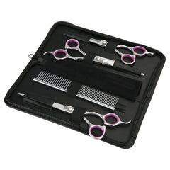 GEMEK thinning shear in use for gentle fur thinning and blending.