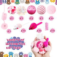 Gemscream cat toys rattle pink mice – stimulates curiosity with playful sound cues.