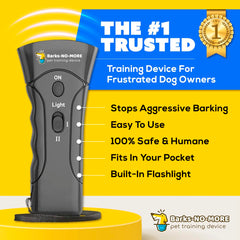 Generic Barks No More device side view showing compact, portable training tool.