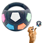 Generic dog calming ball with handle closeup for easy grip during play