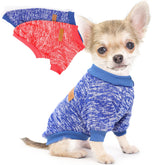 Generic dog sweaters two-piece set worn during a cold outdoor walk for warmth.