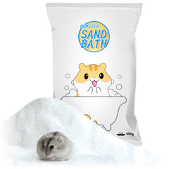 Generic hamster bath sand bowl setup demonstrates dust-free silica sand for gentle cleansing