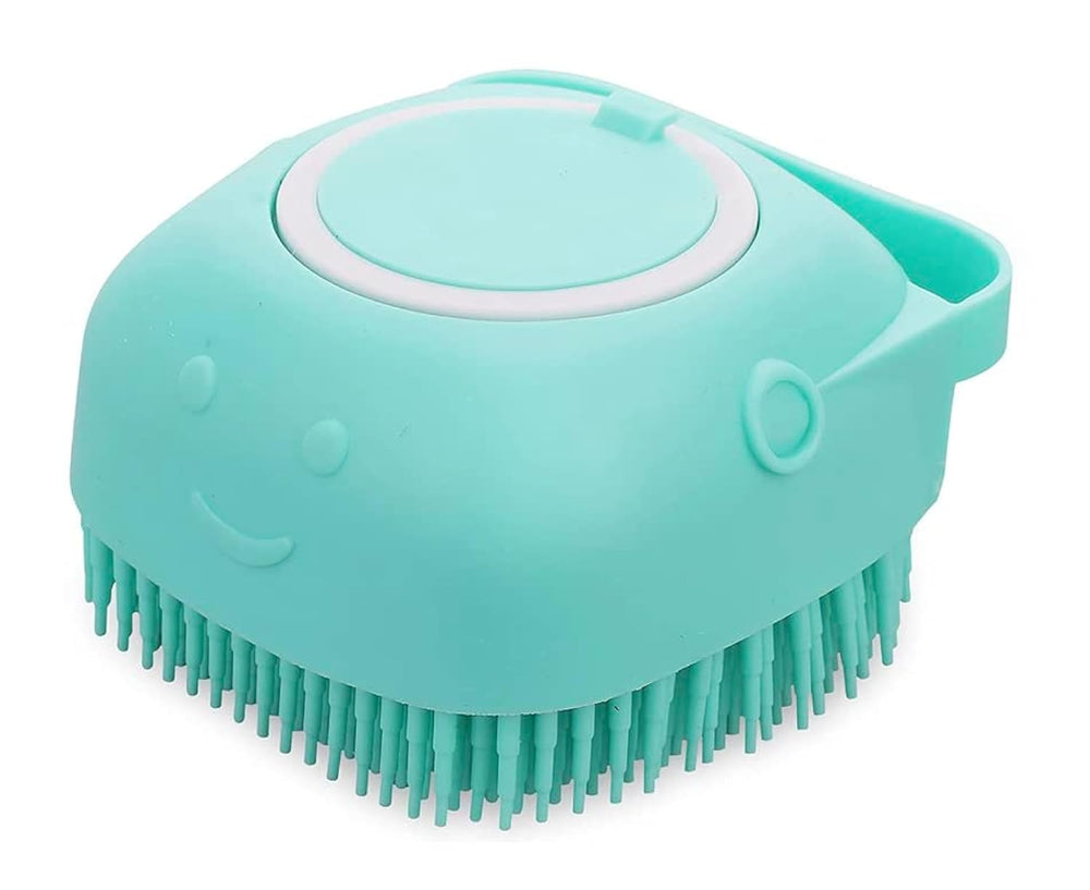 Generic Pet Bath Massage Brush blue handle for gentle grooming during bath time