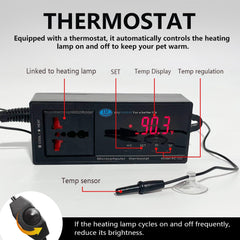 Geniprem Puppy Incubator heating lamp and pad provide adjustable warmth for comfort.