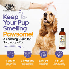 Gerrard Larriett deodorizing coat helps freshen dogs with lavender-scented cleansing.