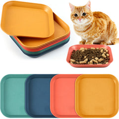 Gerrii beard-fatigue-cat-bowl green, shallow square design for comfortable kitten meals