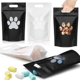 Gersoniel paw dog treat bags with window showcase treats while preserving freshness.