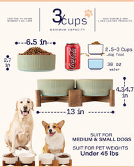 Getstar ceramic dog bowls on acacia wood stand offering stable ergonomic height