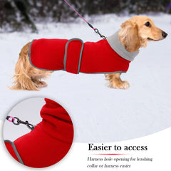 Geyecete Dachshund Sweater waterproof fabric keeps a dog dry in rain or snow