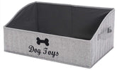 Geyecete dog toy basket stripe gray front view for tidy organization at home