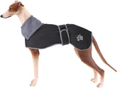 Geyecete dog winter coat with lamb velvet inside keeps Greyhounds warm during cold walks.