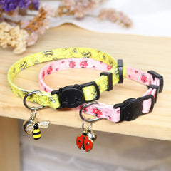 Giecooh cat collar breakaway ladybug print on a cat, easy tracking