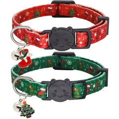 Giecooh Christmas cat collar pack front view showing festive design for holiday style