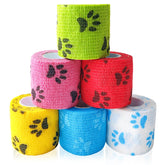 GIFTMISSU Paw Print Vet Wrap blue roll for secure, paw-friendly care