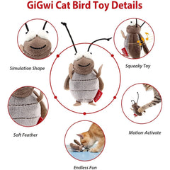 Gigwi cricket toy in hand highlights safe soft-material design for indoor cats