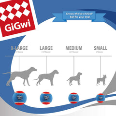Gigwi red squeaky ball promotes quick returns and outdoor play.