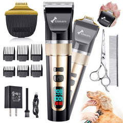 Gimars 4-in-1 dog grooming clippers front view for versatile home grooming.