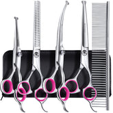 Gimars professional 4CR dog grooming scissors closeup highlights rust-resistant steel and long-lasting sharpness