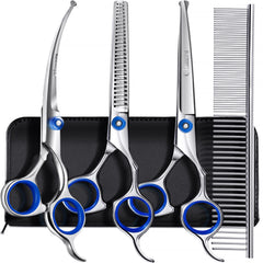 Gimars professional grooming scissors straight blade for precise, smooth fur trimming.