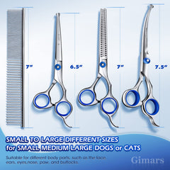 Gimars thinning blade scissors for texture and blended coats.