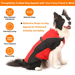 Gimilife warm dog winter coat back view highlights reflective safety strips for visibility at night.