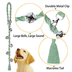 GINIDEAR dog bell closeup-bells demonstrates clear 3.5 cm bells for audible door signals.