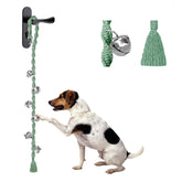 GINIDEAR dog bell twisted-lightgreen close-up highlighting premium yarn and sturdy bells for training.