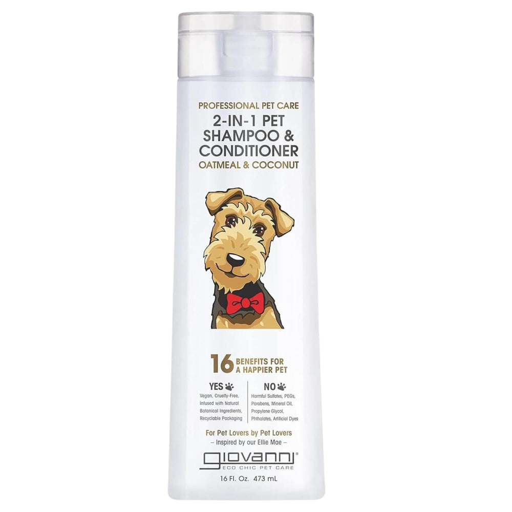 GIOVANNI pet shampoo bottle closeup for gentle cleansing and odor control