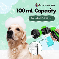 Girl With The Dogs garden hose compatibility helps versatile use beyond pet washing.