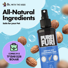 Close-up of Pure Fur! detangler showing smoother fur and less frizz.