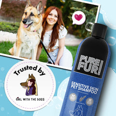 Girl With The Dogs Pure Fur label closeup shows fragrance-free, natural ingredients.