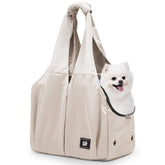 Gisaryc Dog Purse Carrier front view with safety hook for secure travel.