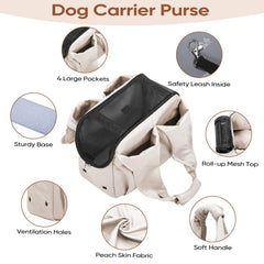Gisaryc Dog Purse Carrier in use with pet peeking out for comfort.