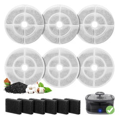 GISOFIK 6-pack filters for 2.5gal fountain deliver cleaner water for pets daily.