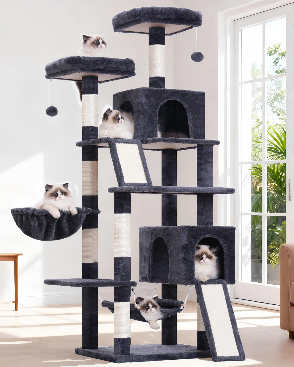 Gitelsnour cat tree 71 inch top platform provides a high perch for observation
