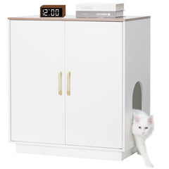 Gitelsnour litter box enclosure with hidden storage keeps cat supplies organized