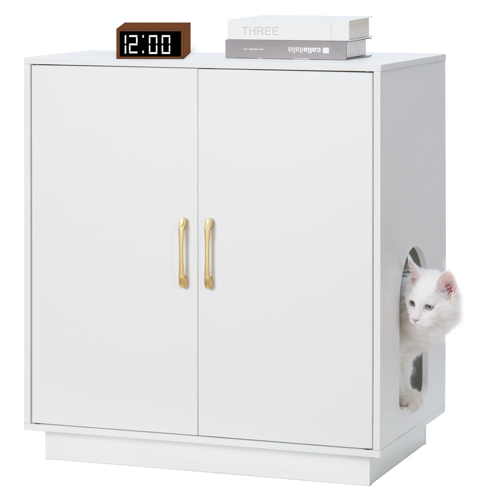 Gitelsnour litter enclosure front view with roomy interior for large litter boxes and tidy setup.