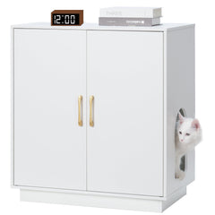 Gitelsnour litter enclosure front view with roomy interior for large litter boxes and tidy setup.