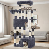 Gitelsnour Maine Coon Cat Tree front view with dual wooden perches for large cats