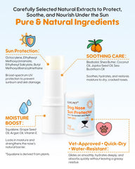 GJYC PET fragrance-free balm on nose for mess-free protection.