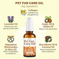 GJYC PET Fur Care Oil features macadamia and coconut oils for a shiny coat