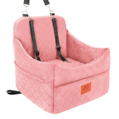 GL GLENSLAVE dog car seat pink front view with secure harness access for safety