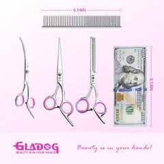 GLADOG 6.5-inch straight scissor, sharp edge for clean trims.