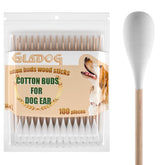 GLADOG 6-inch dog cotton buds with wood handle for gentle ear cleaning.