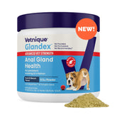 Vetnique Glandex bottle front promotes anal gland health