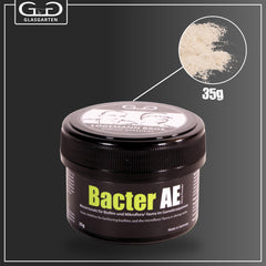 GlasGarten Bacter AE measure spoon shows precise dosing for adjustable feeding.