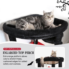 Globlazer Gothic cat tree 2-condos offers spacious resting spaces for multiple large cats.