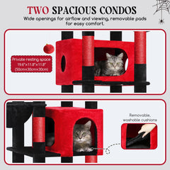 Globlazer Gothic cat tree 7-sisal-posts promotes healthy scratching and furniture protection.